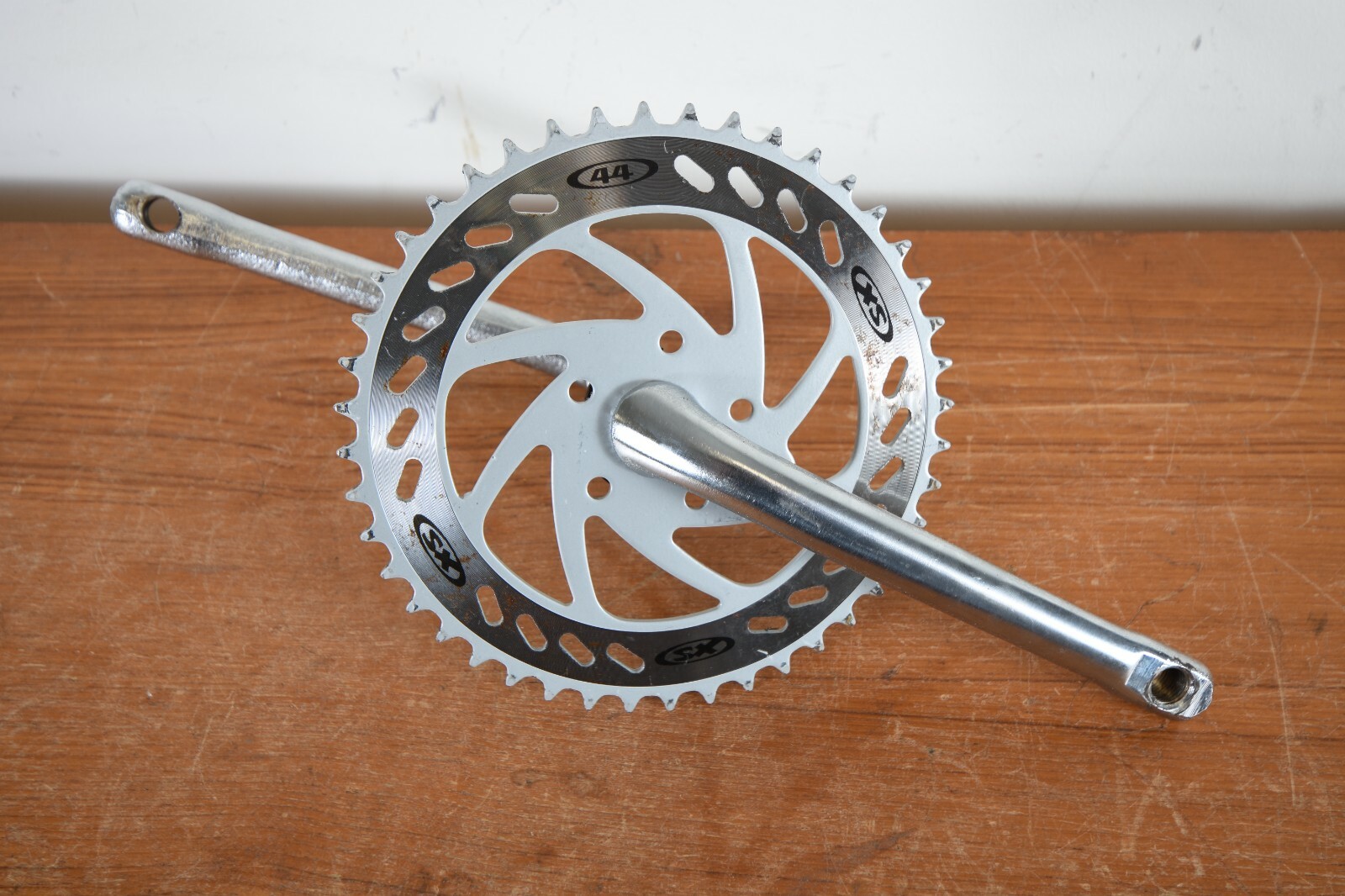 OLD SCHOOL BMX CHROMOLY 175mm CRANKS WITH BLACK 44 TOOTH