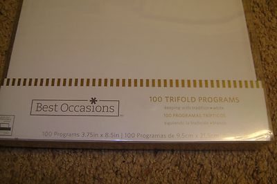 NEW Best Occasions 100 Trifold Wedding Programs Keeping With Tradition White