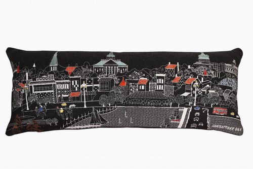 35 Черная декоративная подушка для поясницы Annapolis Nighttime Skyline