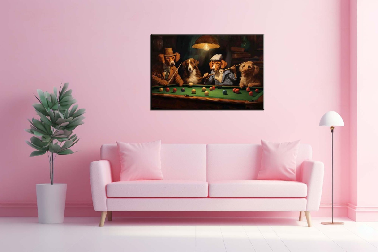 Home Art Wall Dogs Playing Pool billiards Oil Painting Picture Printed On Canvas
