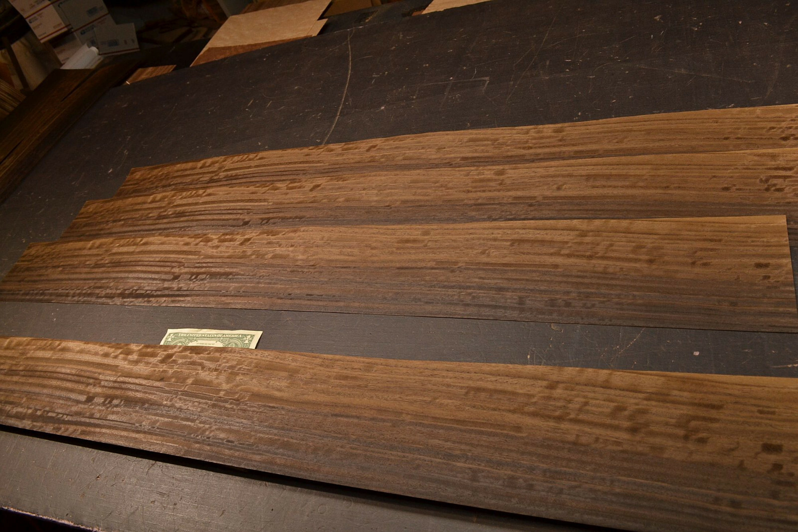 Fumed Eucalyptus Raw Wood Veneer 4 Sheets at  5 x 46 inches             G7633-25
