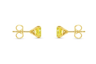 Pre-owned Shine Brite With A Diamond 1.75 Ct Princess Canary Earrings Studs Solid 14k Yellow Gold Push Back Martini In White/colorless