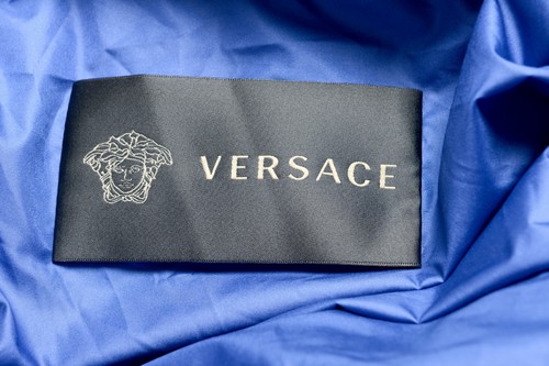 Pre-owned Versace Men's Blue Logo Full Zip Hooded Parka Jacket Sz S M L Xl 2xl