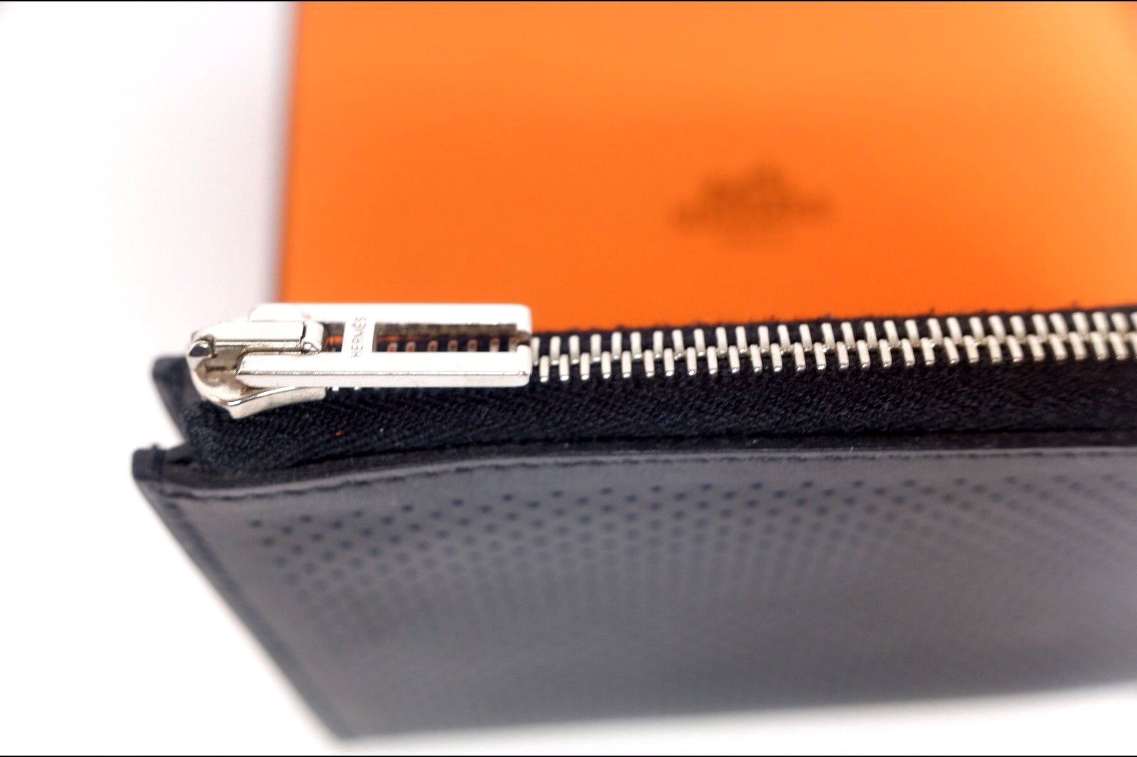 AUTHENTIC Hermes Leather Remix Zip Around Wallet Evercalf Perforated BLACK Rare