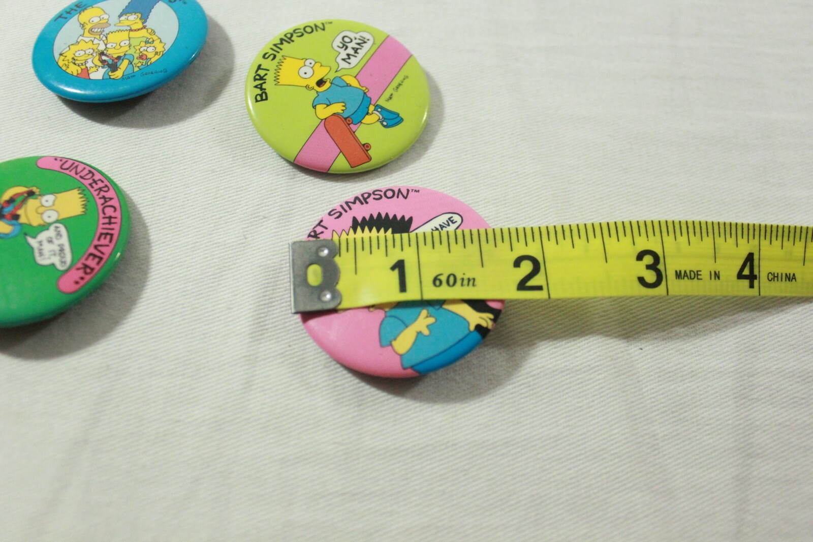 Lot of 4, Vintage 1989 The Simpsons, Bart Simpson Buttons Pin