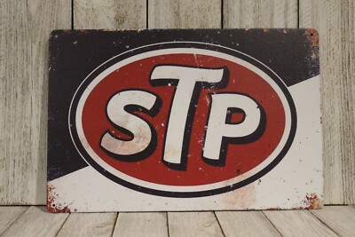 STP Motor Oil Tin Sign Vintage Style Rustic Look Garage Gas Station Treatment XZ
