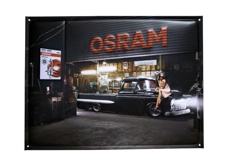 Blechschild Osram Ca. 40 Cm X 30 Cm, GeprÃ¤Gt, Retro Werbeschild