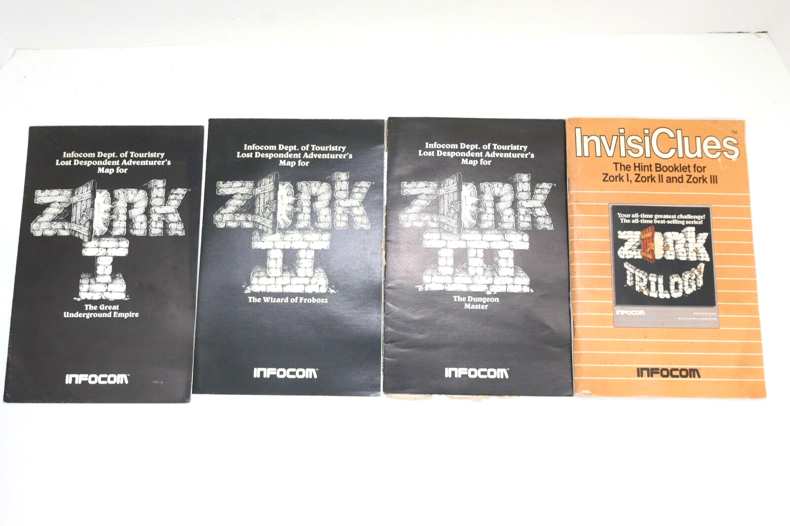 Zork 1 2 3 Trilogy & Invisiclues Commodore 64 Game Map Hint Books RARE