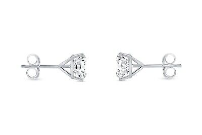 Pre-owned Shine Brite With A Diamond 2 Ct Round Lab Created Grown Diamond Earrings 14k White Gold G/vs Martini Push In White/colorless