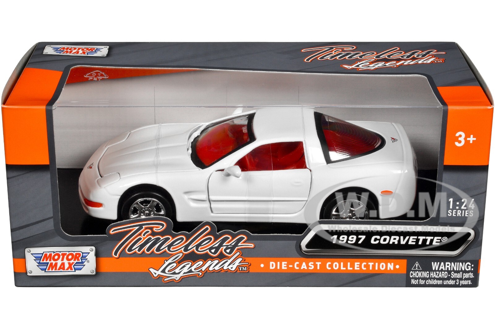 1997 CHEVROLET CORVETTE C5 WHITE W/RED INTERIOR 1/24 DIECAST