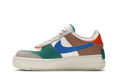 Pre-owned Nike Wmns Air Force 1 Shadow 'sail Signal Blue Green' Ci0919-109 In Sail/signal Blue/green Noise/cream