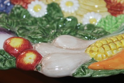 Fitz & Floyd Rooster Coq du Village Vegetables Platter ready to hand on wall too