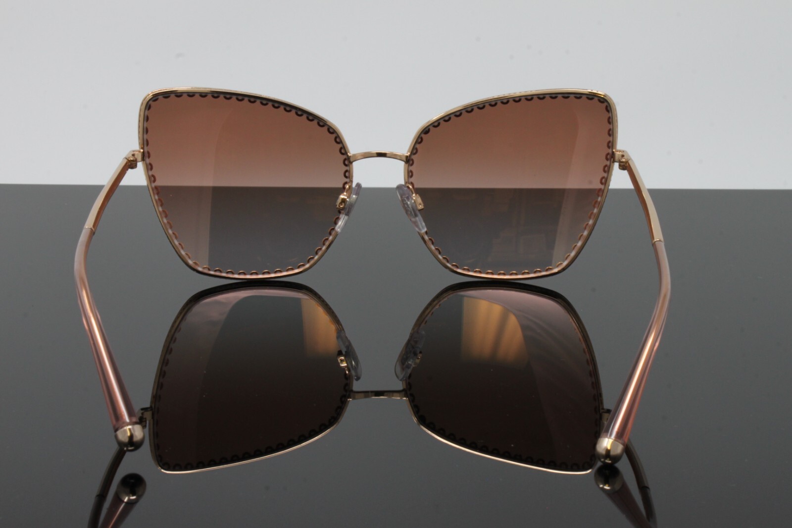 Pre-owned Dolce & Gabbana Sunglasses Women's Cat Eye Dg2212 12986f Pink Gold 61mm