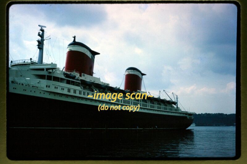 SS United States Passenger Ship at New York in 1965, Kodachrome Slide j11b