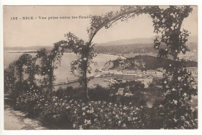 CPA 06 - NICE (ALPES-MARITIMES) - VUE PRISE ENTRE LES FLEURS - ÉCRITE
