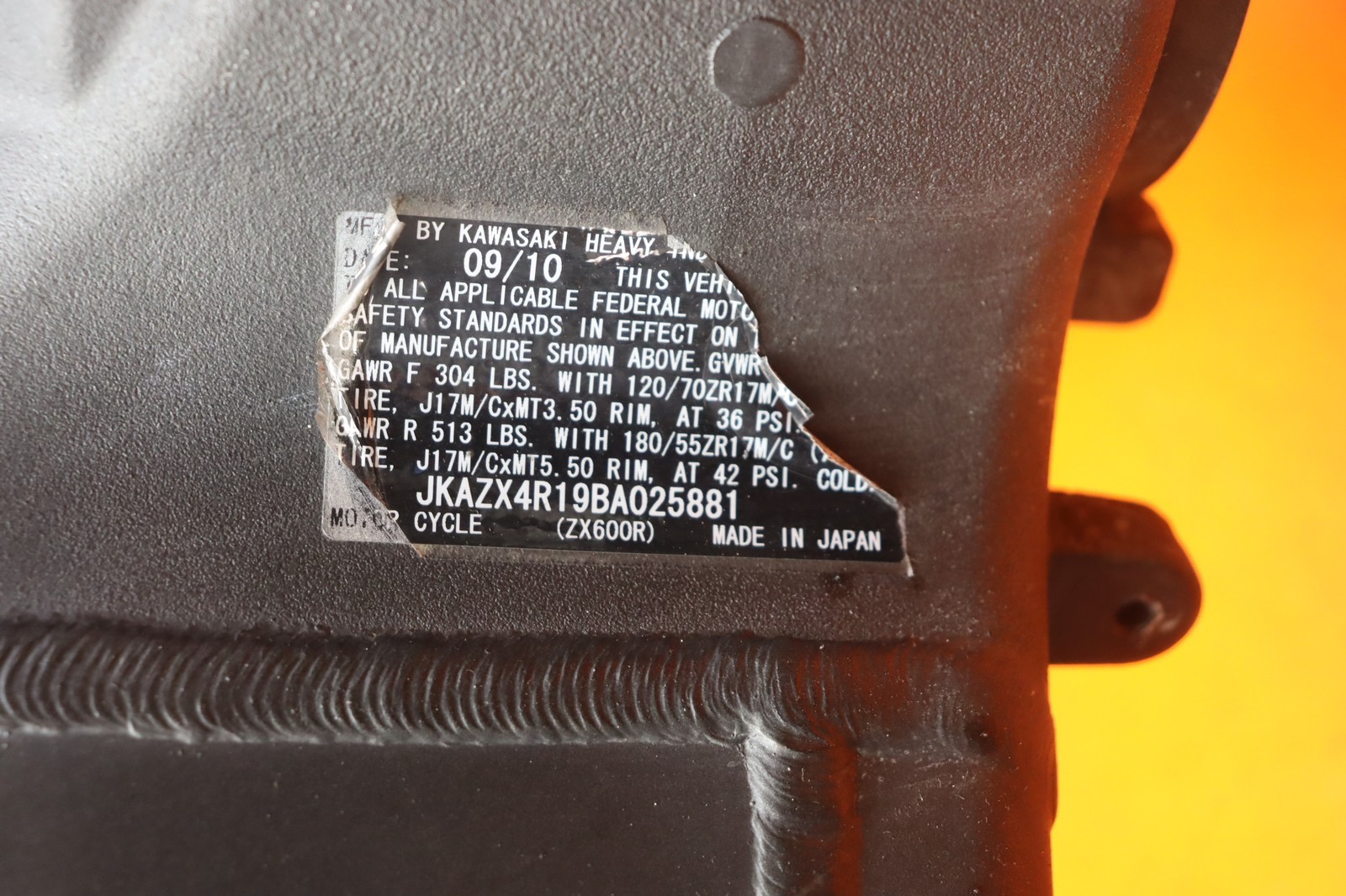 2009-2012 KAWASAKI NINJA ZX6R OEM STRAIGHT FRAME CHASSIS C | eBay