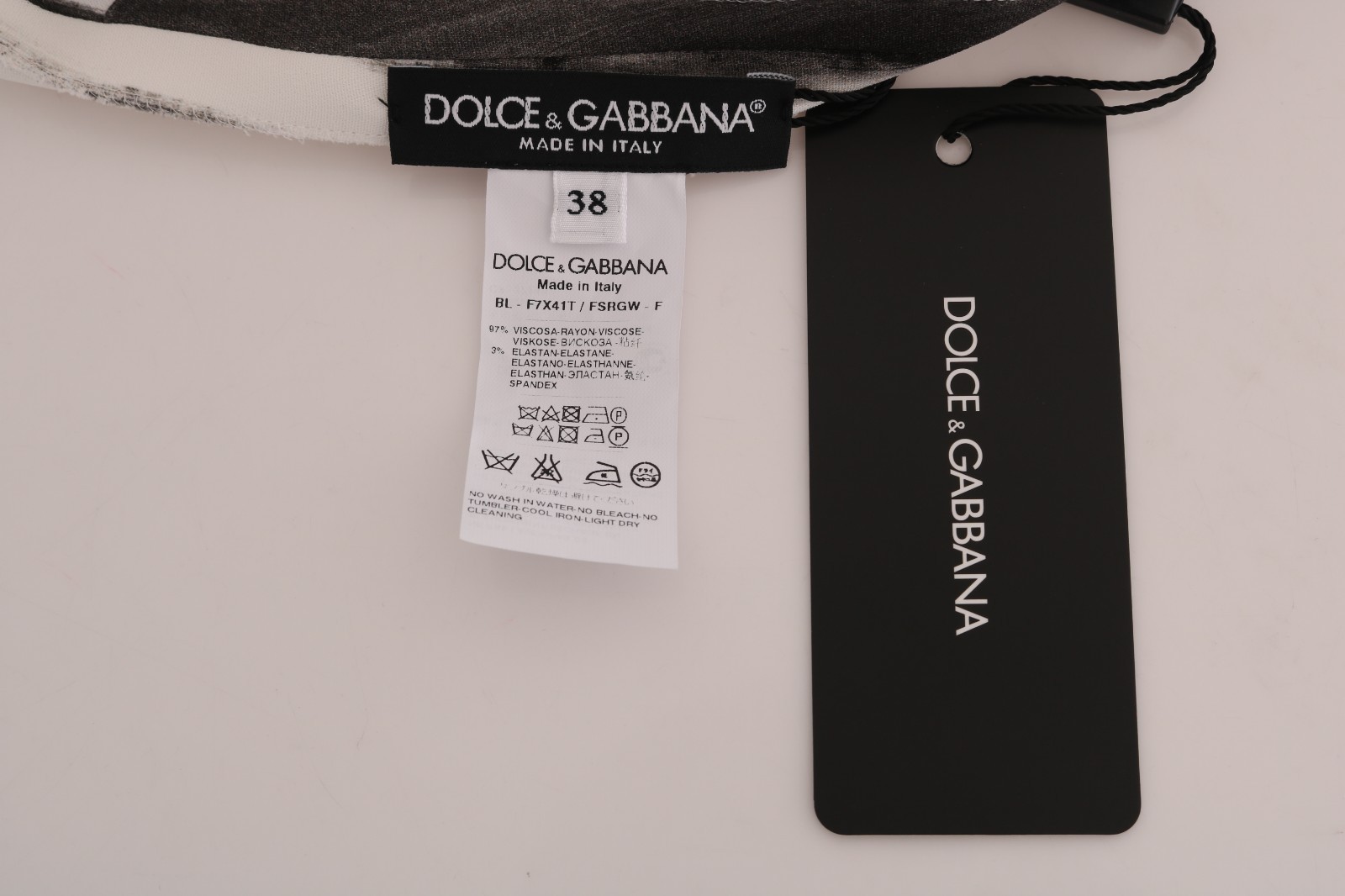 Pre-owned Dolce & Gabbana Printed Blouse Top White Black Striped It38 / Us4 / Xs Rrp $1000
