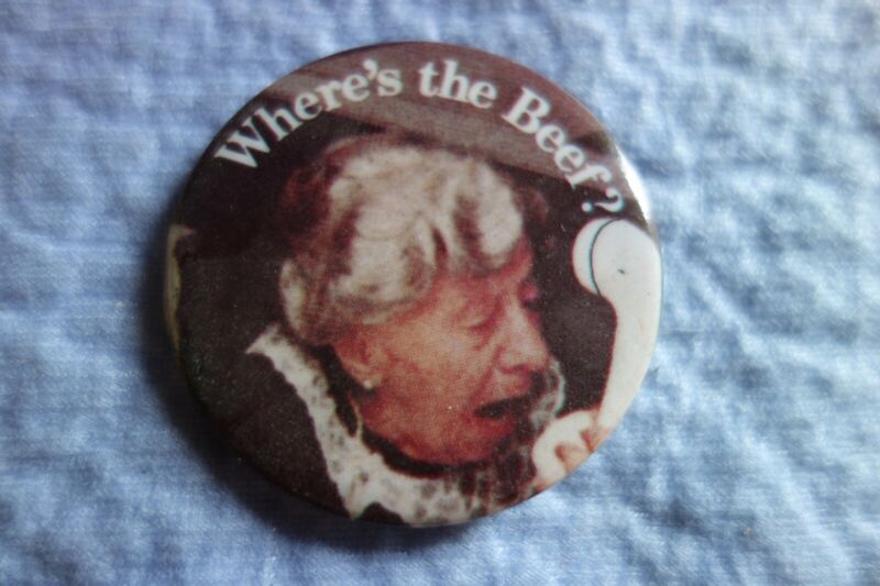  Vintage Wendy'S Where'S The Beef? Pinback Button Clara Peller