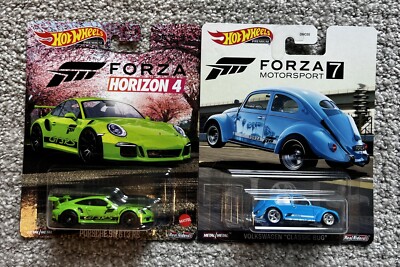 Hot Wheels FORZA Lot Of 2 Cars - Porsche 911 GT3 RS, Volkswagen Classic Bug - VW