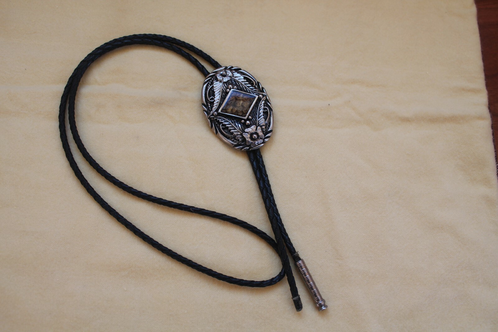 Vintage “SSI” U.S.A. Signed Bolo Tie Oversized with Diamond Shape Center Heavy