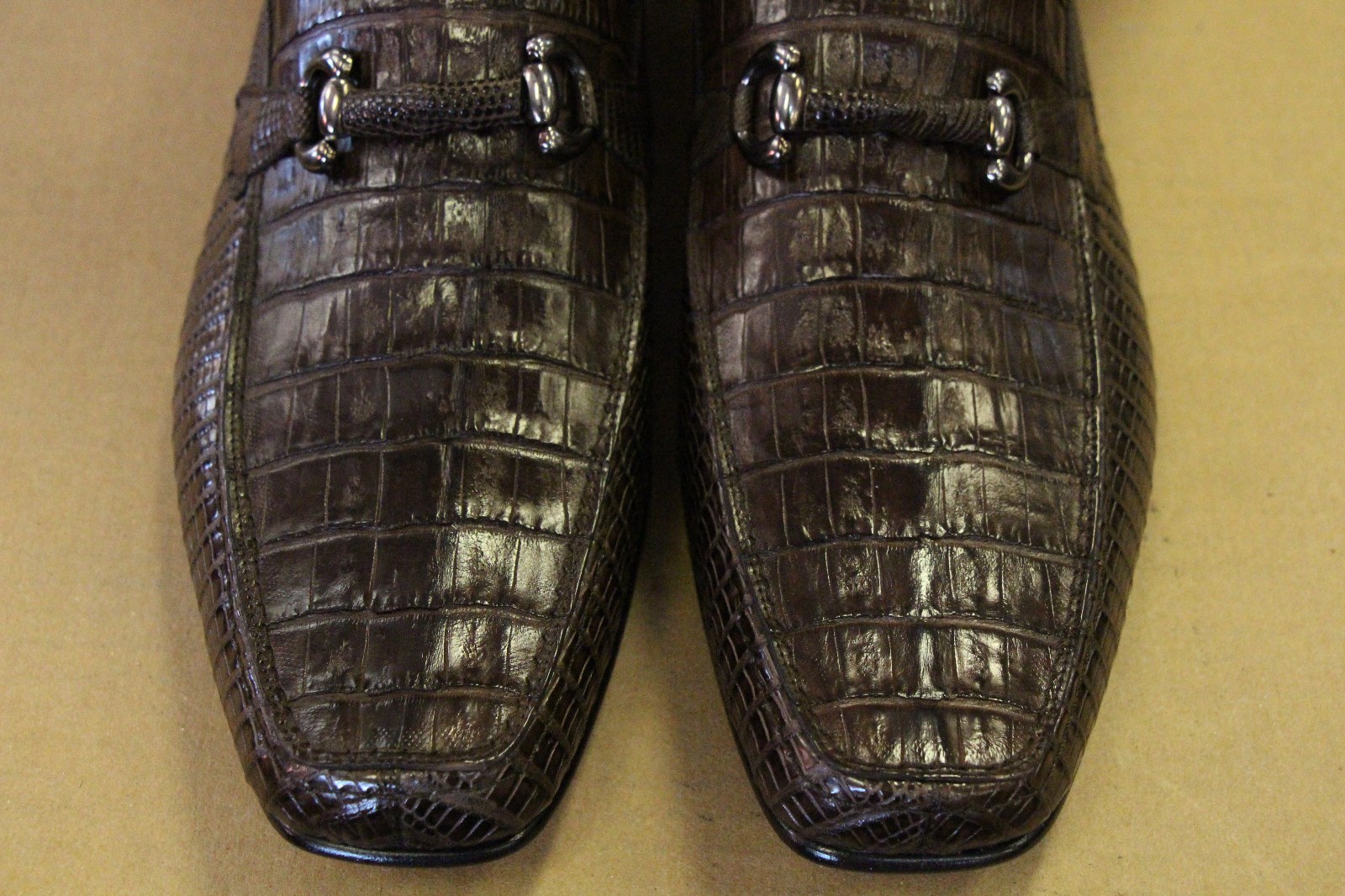 Pre-owned Los Altos Boots Los Altos Genuine Brown Crocodile Lizard Loafer Dress Shoe (ee) Width