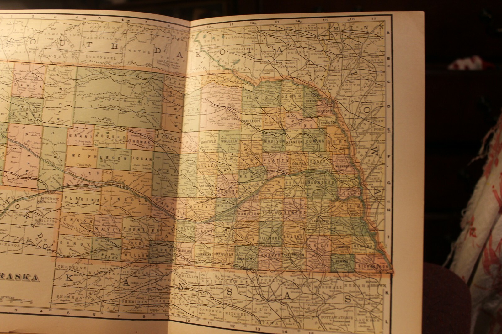 Antique 1895 Map NEBRASKA