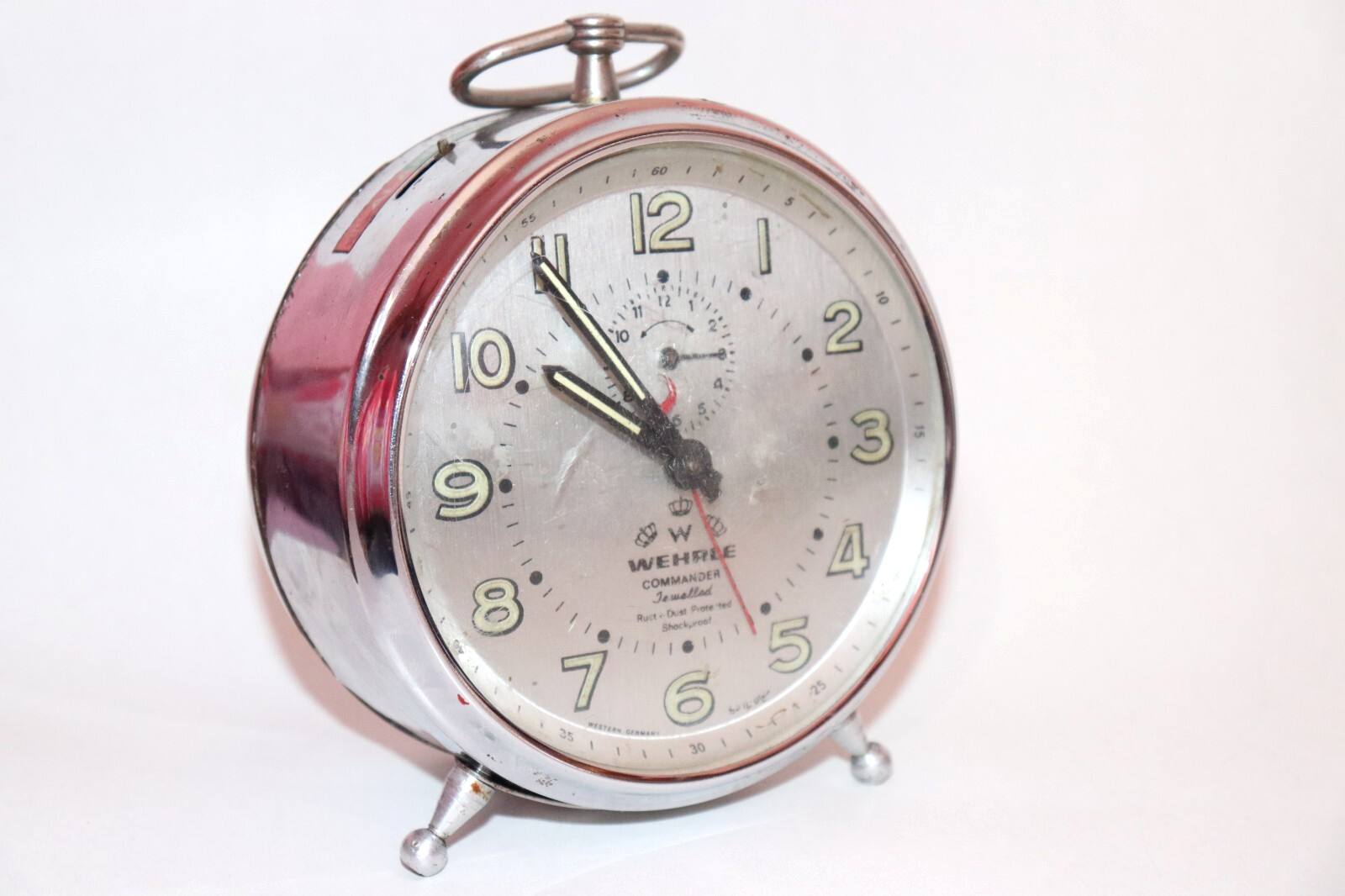 Vintage Wehrle Commander Alarm Clock Made In Western Germany