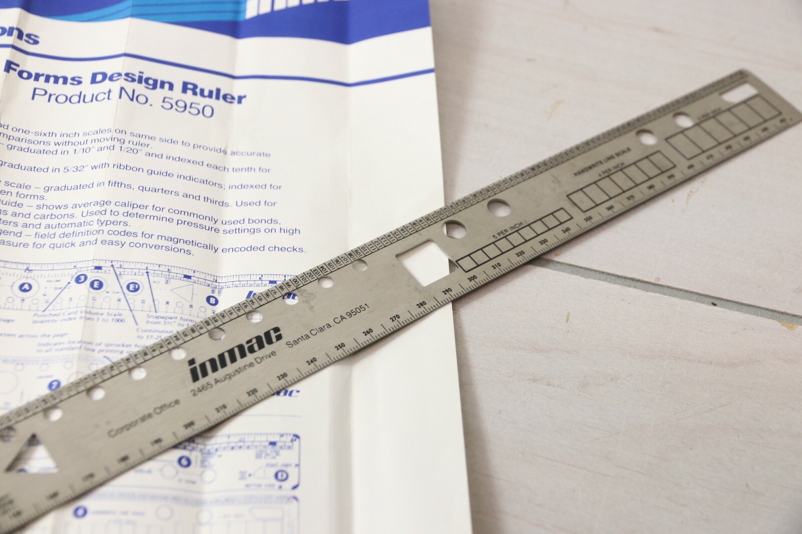Inmac Forms Design Ruler No.5950 Scale Template Caliper Metal USA Graduated