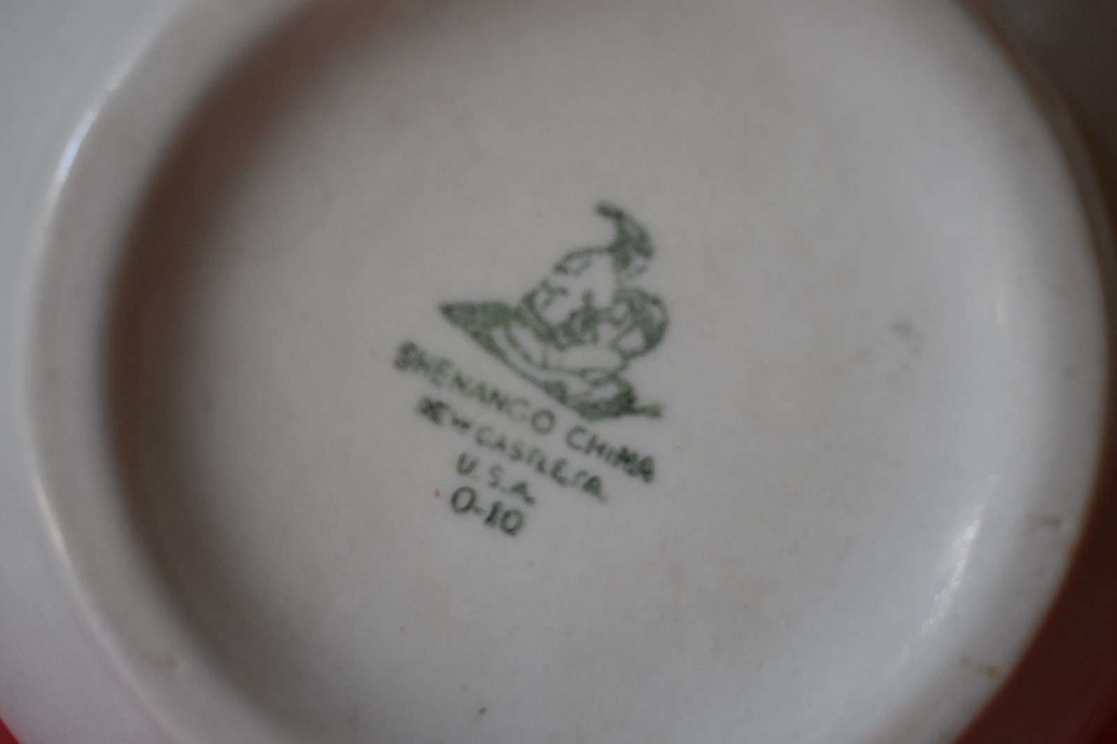 Cafe Restaurant ware CREAMER white green stripe Shendago China USA  4 3/8 in