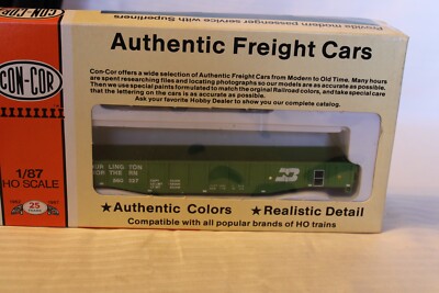 HO Scale Con-Cor, 54' Mill Gondola, Burlington Northern Green #560327 - 009011