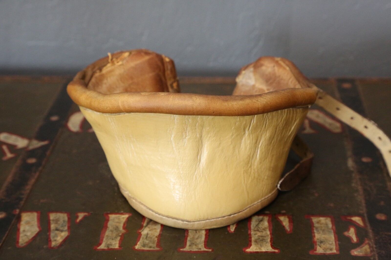 Antique Leather Metal Medical Neck Brace Vintage Child Doctor Oddity Hospital