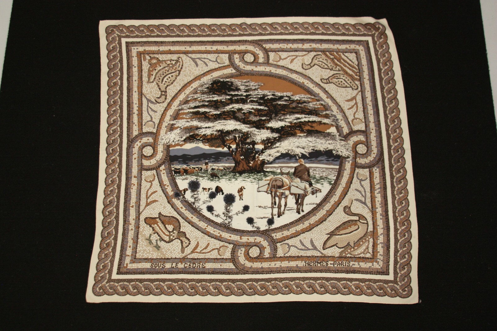 Stunning Vintage Hermes 100% Silk Scarf - SOUS LE CEDRE | eBay