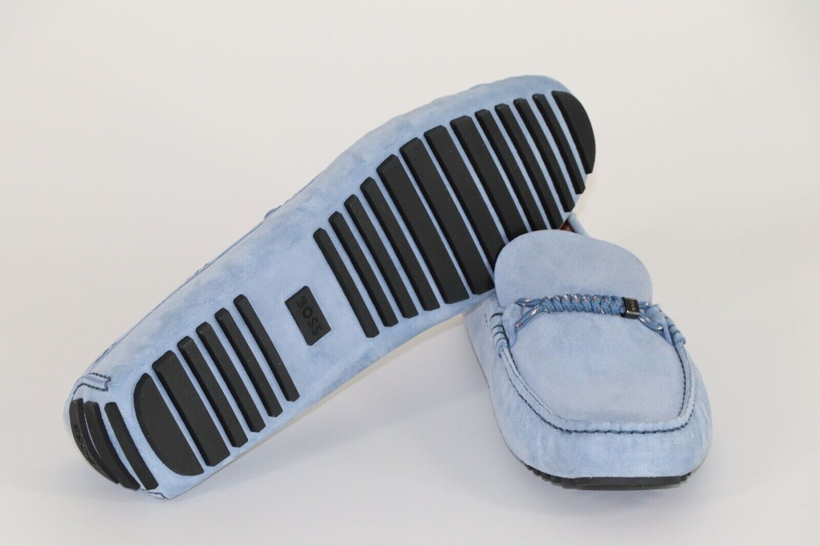 Pre-owned Hugo Boss Mocassins, Mod. Driver_mocc_sdbd, Size 42, Uk 8, Us 9, Made In Italy In Blue
