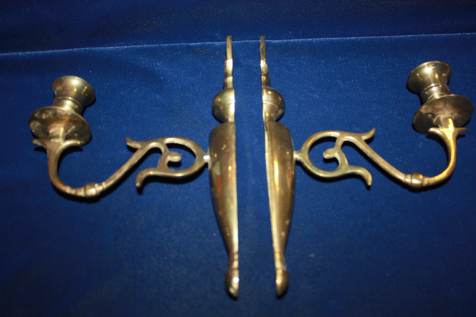 ANTIQUE / VINTAGE BRASS CANDLE STICK WALL SCONCES  / SET OF TWO