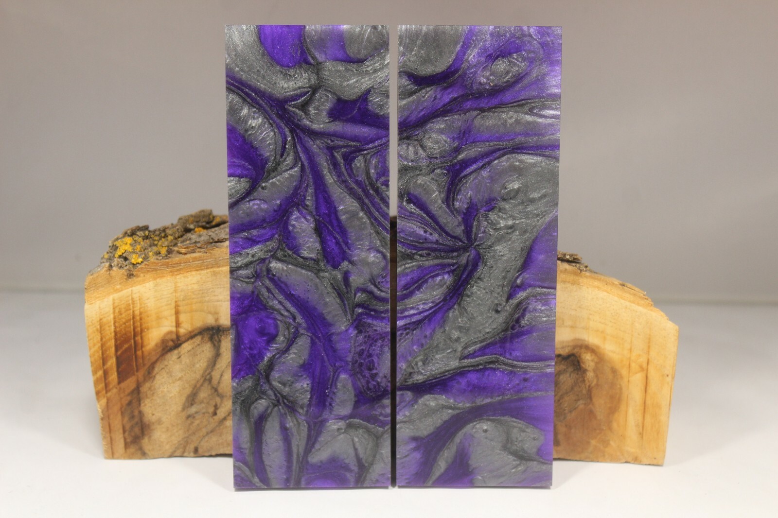 PURPLE SILVER CUSTOM COMPOSITE KNIFE HANDLE MATERIAL BLANK SCALES (760)