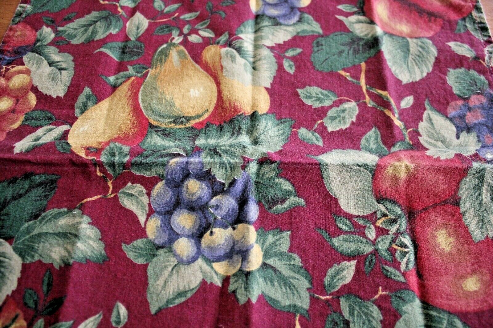 Burgundy or Maroon With Fruit Grapes 16 Inch Dinner Napkins Set of Six