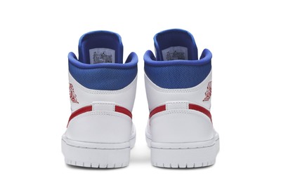 Pre-owned Jordan Air  Wmns Air  1 Mid 'usa' Bq6472-164 In White/university Red/game Royal