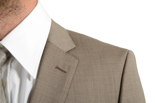 Pre-owned Hugo Boss "huge6/genius5" Men's 100% Wool Slim Beige Two Button Suit