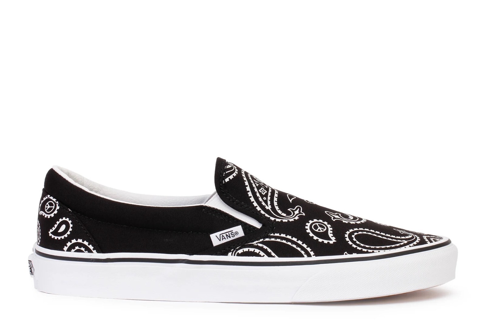 Vans Classic Slip On Peace Бандана с узором пейсли Черный/Белый