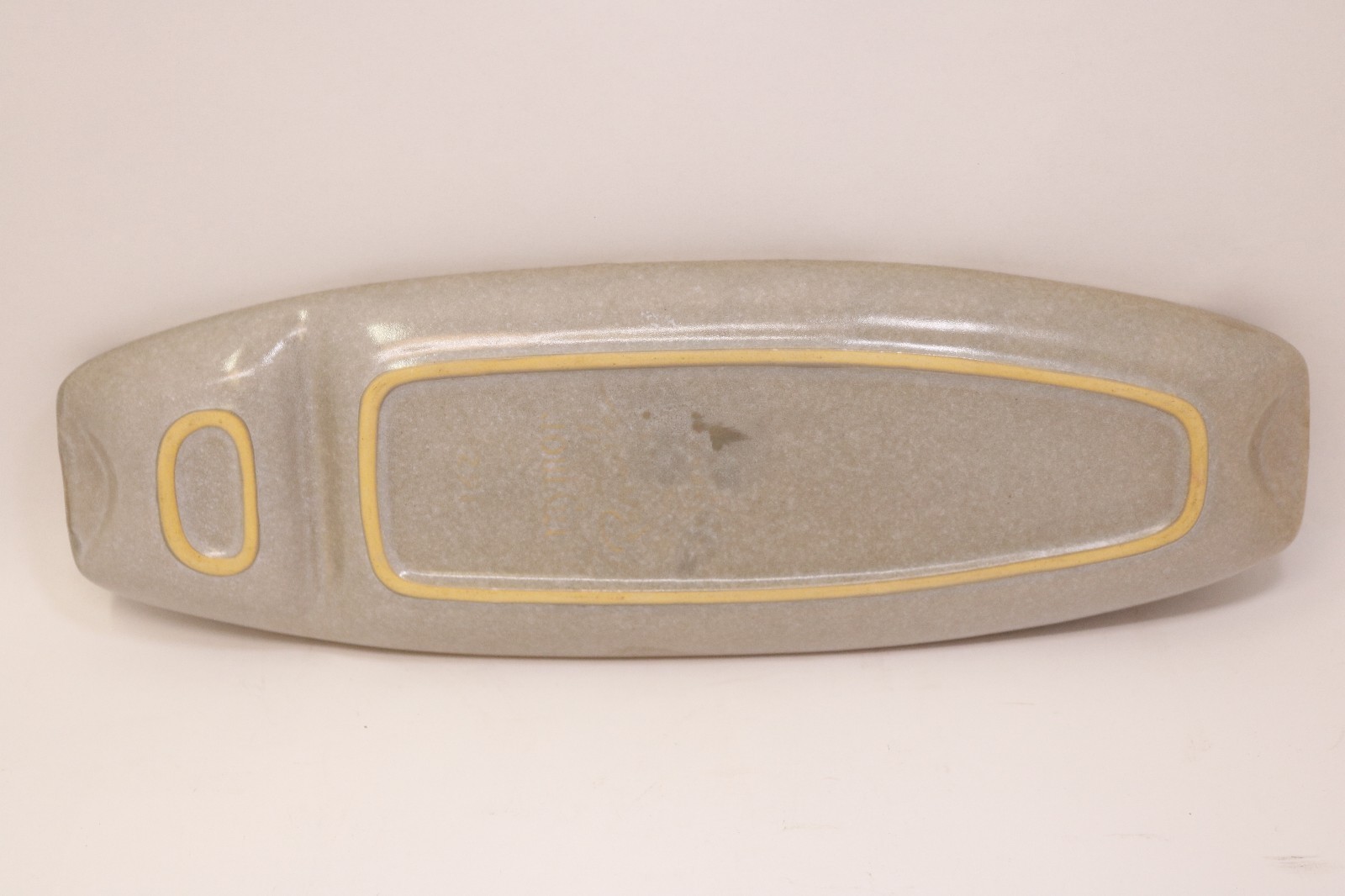 Vintage Raymor Roseville Pottery #162, Boiled Corn Holder Plate, Gray