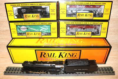 MTH 4-6-4 Hudson Steamer NYC 30-1025 w 4 Cars Tank Box Flat Caboose All EX Clean