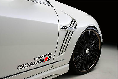 Powered by Audi Racing Sport S Line Decal sticker emblem logo BLACK/R Pair