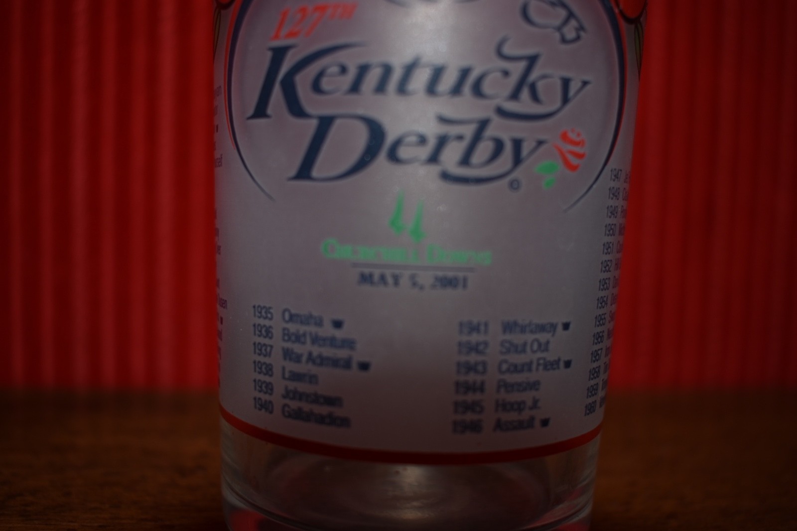 2001 OFFICIAL Kentucky KY Derby Mint Julep Glass Horse Racing Churchill Downs
