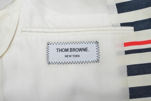Pre-owned Thom Brownie Wool Multi-color Striped Three Buttons Blazer  Sz 2 3 In Multicolor