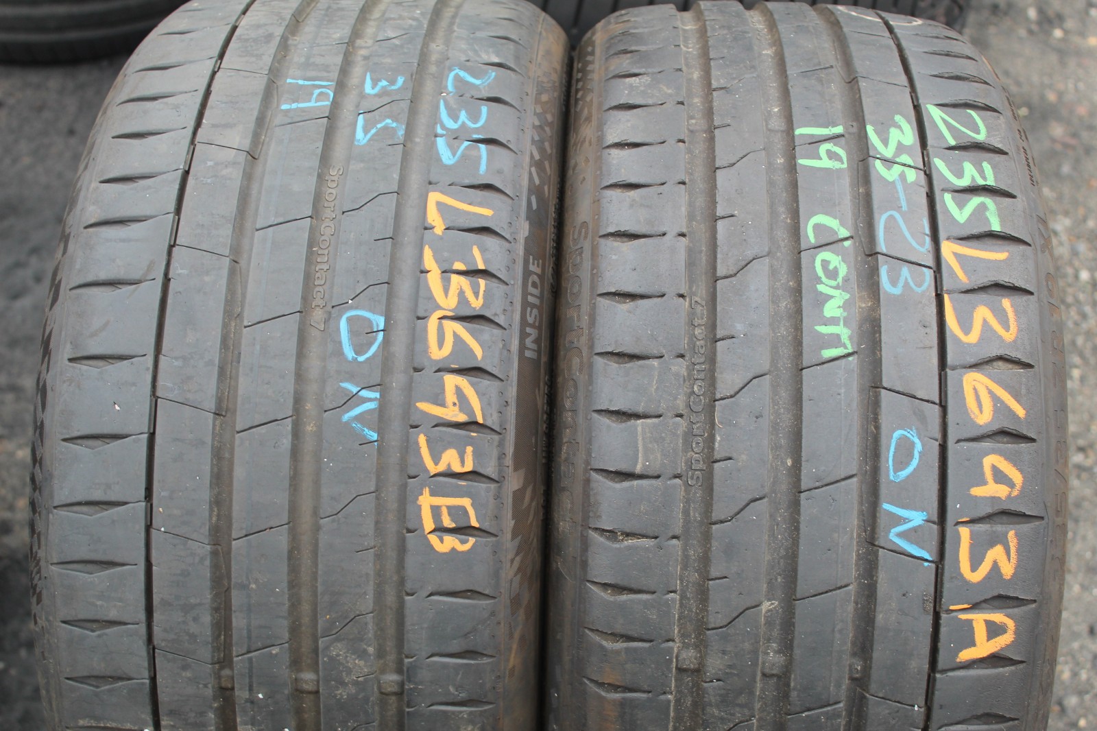 235 35 19 Continental, Sport Contact 7, XL 91Y, x2 A Pair 6.3mm (F1_tyres) L3693