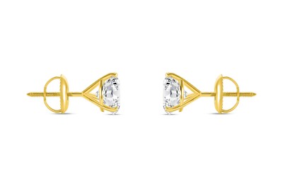 Pre-owned Shine Brite With A Diamond 5 Ct Round Earrings Studs Solid 14k Yellow Gold Brilliant Cut Screw Back Martini In White/colorless