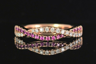 1Ct Round Lab Created Sapphire Diamond Anniversary Band 14K Rose Gola Plated