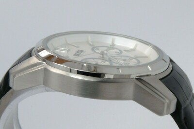 Pre-owned Hugo Boss 1512927 Chronograph Quartz Men's Silver Analog Watch Leather