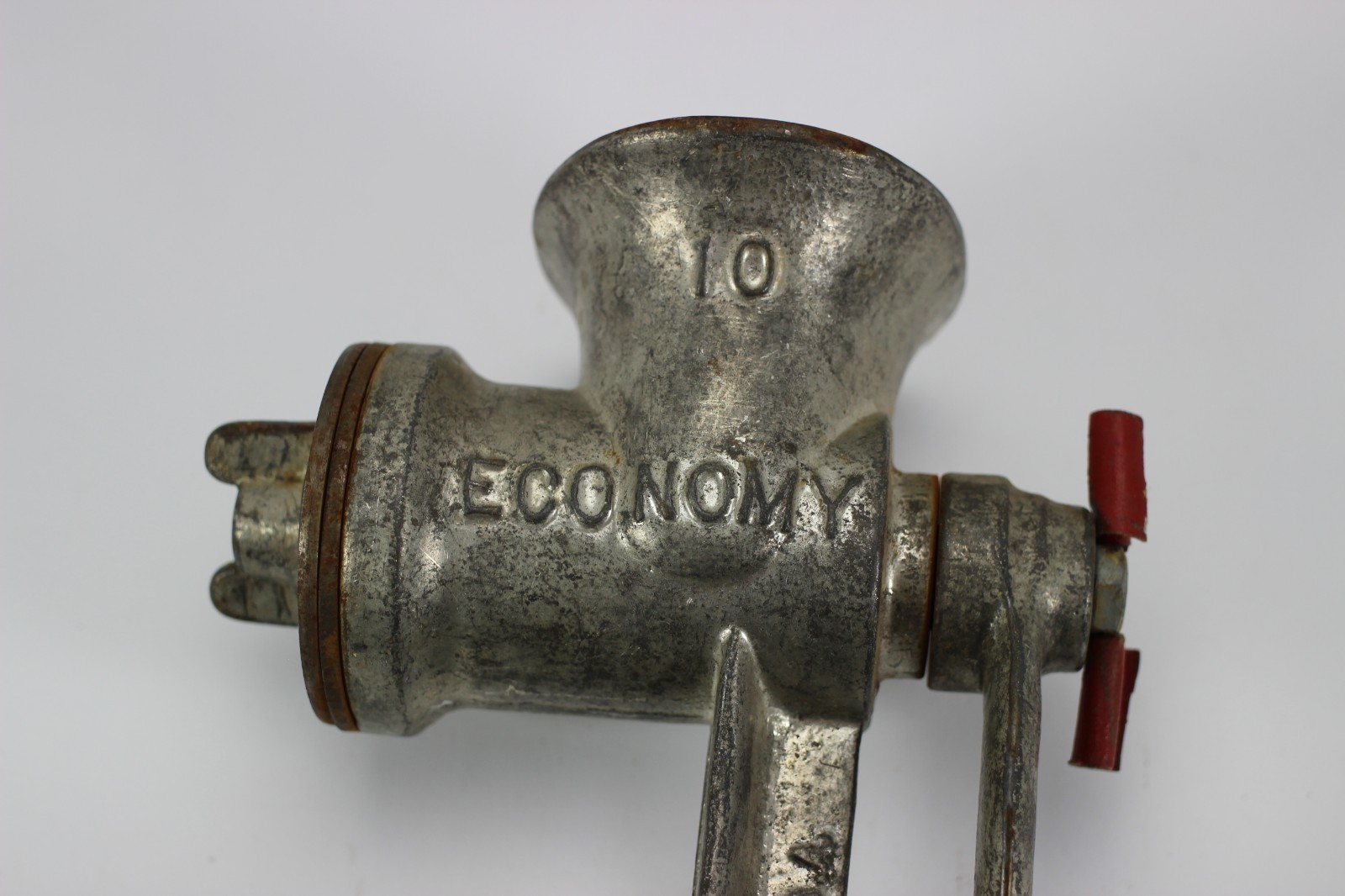 Vintage Economy #10 Tabletop Meat Grinder/Chopper, Wooden Hand crank Model USA