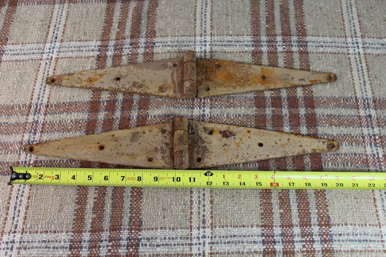 Vintage Large Barn Door Hinges 20.5 Inches Rustic Antique